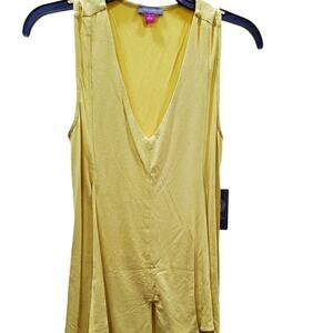 Vince Camuto NWT Yellow V-Neck Jersey Asymmetrical Hem Tank S